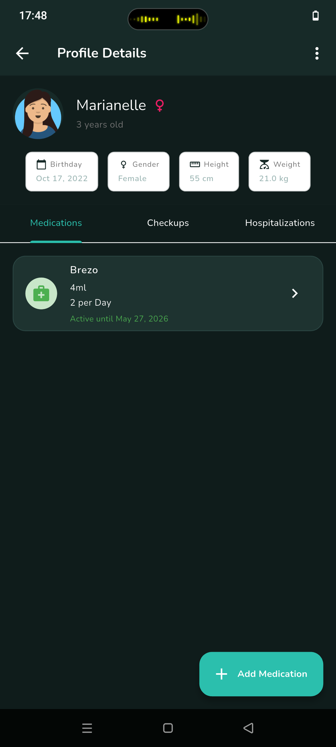 MedTrack App - Main Dashboard